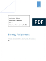 Biology Assignment: Submitted To: Sir Khan Submitted By: Talha Rafiq Class: 8 Date of Submission: February 8, 2015