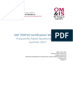 SAP TERP10 Certification Workshop: Frequently Asked Questions (FAQ) Summer 2017