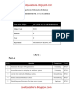 Unit 1 Part-A: Department of Information Technology Question Bank - Even Semester