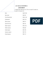 Acc 1133 Accounting 1 Assignment