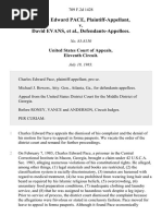 Charles Edward Pace v. David Evans, 709 F.2d 1428, 11th Cir. (1983)