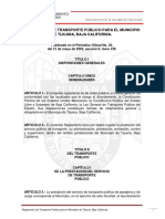 Reglamento de Transporte Publico para El Municipio de Tijuana BC PDF