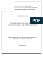 Teachers' Immediate Oral Feedback in Speaking Lessons For 11th-Form Students - Le Thi Hong Phuc - Qh.12.e