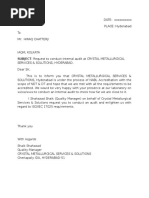 Request Letter For Internal Audit