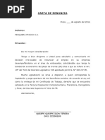 Carta de Renuncia Simple