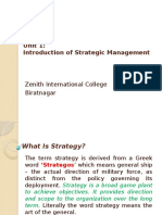 Unit 1: Introduction of Strategic Management: Zenith International College Biratnagar