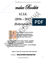 ICSE Mathematics Formulae Booklet 2016-2017