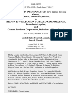 Liggett Group, Incorporated, Now Named Brooke Group, Limited v. Brown & Williamson Tobacco Corporation, and Generic Products Corporation, (Three Cases), 964 F.2d 335, 4th Cir. (1992)