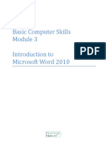 Basic Computer Skills Module 3 Intro To Word 2010 PDF