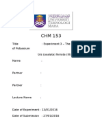 The Preparation of Potassium Tris (Oxalate) Ferrate (III) Trihydrate