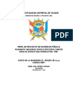 Perfil de Proyecto de Inversion Pública "Mejoramiento y Ampliación Del Servicio de Protección Del Cementerio General Del Distrito de Vilque, Provincia de Puno - Puno"