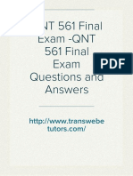 QNT 561 Final Exam - QNT 561 Final Exam Questions and Answers - Transweb E Tutors