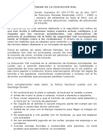 La Semana de La Educación Vial Fue Creada Por Resolución Suprema #255