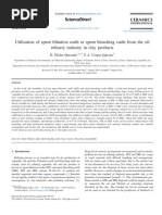 Utilisation of Spent Filtration Earth or Spent Bleaching Earth From The Oil Re Finery Industry in Clay Products