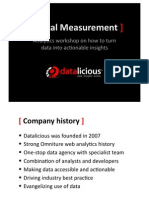 Digital Measurement: Analy&cs Workshop On How To Turn Data Into Ac&onable Insights