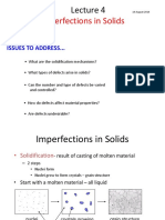 Imperfections in Solids: Issues To Address..