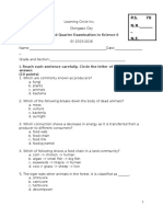 Second Quarter Exam SCIENCE 6 2015-2016