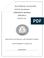 Dishonour of Cheques: An Analysis: FACULTY: Mrs. Kiran Kori SUBMITTED BY: Sara Parveen Semester Ix ROLL NO. 130