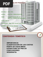 Punto de Equilibrio y Clasificación de Los Costos