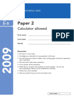 2009 KS3 Maths Level 3-5 Paper 3 Calculator Allowed