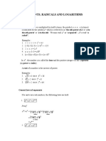 Exponents, Radicals and Logarithms