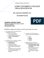 Weill Bugando University College of Health Sciences: Md1 Continuous Assessment Test Biochemistry (Bc100)