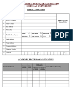 Shaheed Zulfiqar Ali Bhutto Medical University: Application Form