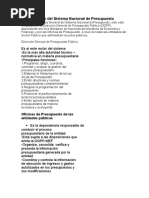 Conformación Del Sistema Nacional de Presupuesto