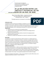 Estudio de La Relación Entre Las Energías Cinética y Potencial de Un Deslizador en Un Riel de Aire