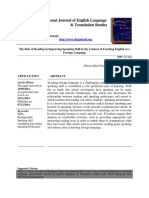 The Role of Reading in Improving Speaking Skill in The Context of Teaching English As A Foreign Language