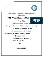 A Portfolio Presented To The Faculty of College of Education-STI West Negros University