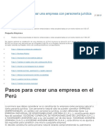 Nueve Pasos para Crear Una Empresa Con Personería Jurídica en El Perú