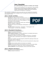 Genetic Variation Checklist