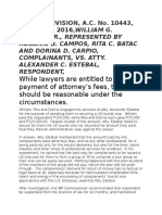 AC No. 10443 William G. Campos Jr. v. Atty. Alexander C. Estebal 08.08.16 (Reasonable Atty. Fees)