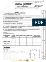 Devoir Corrigé de Synthèse N°1 - Physique-Chimie - 1ère AS (2010-2011) MR Akermi Abdelkader