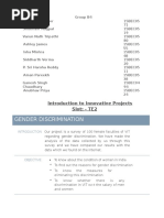 Gender Discrimination: Introduction To Innovative Projects Slot: - TE2