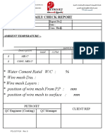 Water Cement Ratid W/C: % Wire Mesh Dia.: Wire Mesh Layers: Position of Wire Mesh From P.P: MM Position of Wire Mesh To Surface: MM