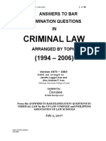 Criminal Law: Answers To Bar Examination Questions IN