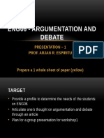 Eng06 - Argumentation and Debate: Presentation - 1 Prof. Arjan R. Espiritu