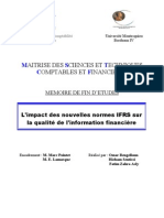 L Impact Des Nouvelles Normes IFRS Sur La Qualite de L Information Financiere