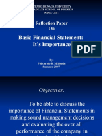 Basic Financial Statement: It's Importance: Reflection Paper On