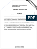 MARK SCHEME For The November 2005 Question Paper: University of Cambridge International Examinations