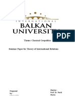 Theme: Classical Geopolitics: Mentor: Prof. Dr. Ferid Muhic Prepared By: Jetmir Alija