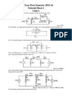 First Year First Semester 2015-16 Tutorial Sheet-1 Unit 1: Ans. I 0.75ma