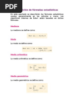 Definición de Fórmulas Estadísticas