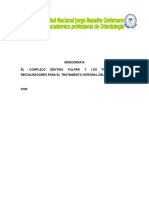 Monografia El Complejo Dentino Pulpar Y Los Procedimientos Restauradores para El Tratamiento Integral Del Adulto