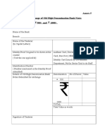 Annex-5 Request Slip For Exchange of Old High Denomination Bank Notes in Denominations of 500/-And 1000