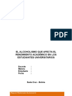 Alcoholismo QUE AFECTA Rendimiento Academico de Los Estudiantes Universitarios