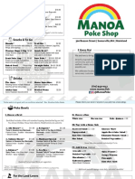 Manoa Poke Shop Opening Menu