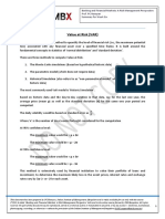 Value at Risk (VAR) : Banking and Financial Markets: A Risk Management Perspective Prof. PC Narayan Summary For Week Six